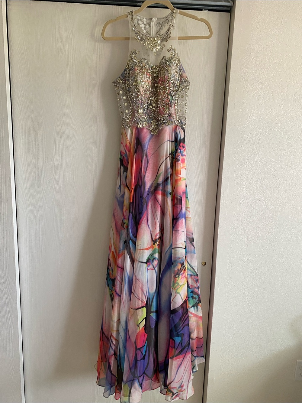 Temptations light Multi-Color dress with beaded embellishment